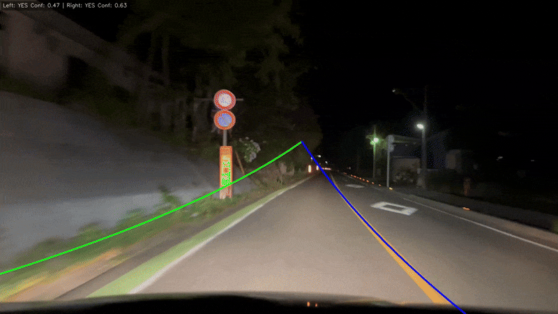 Lane detection at night